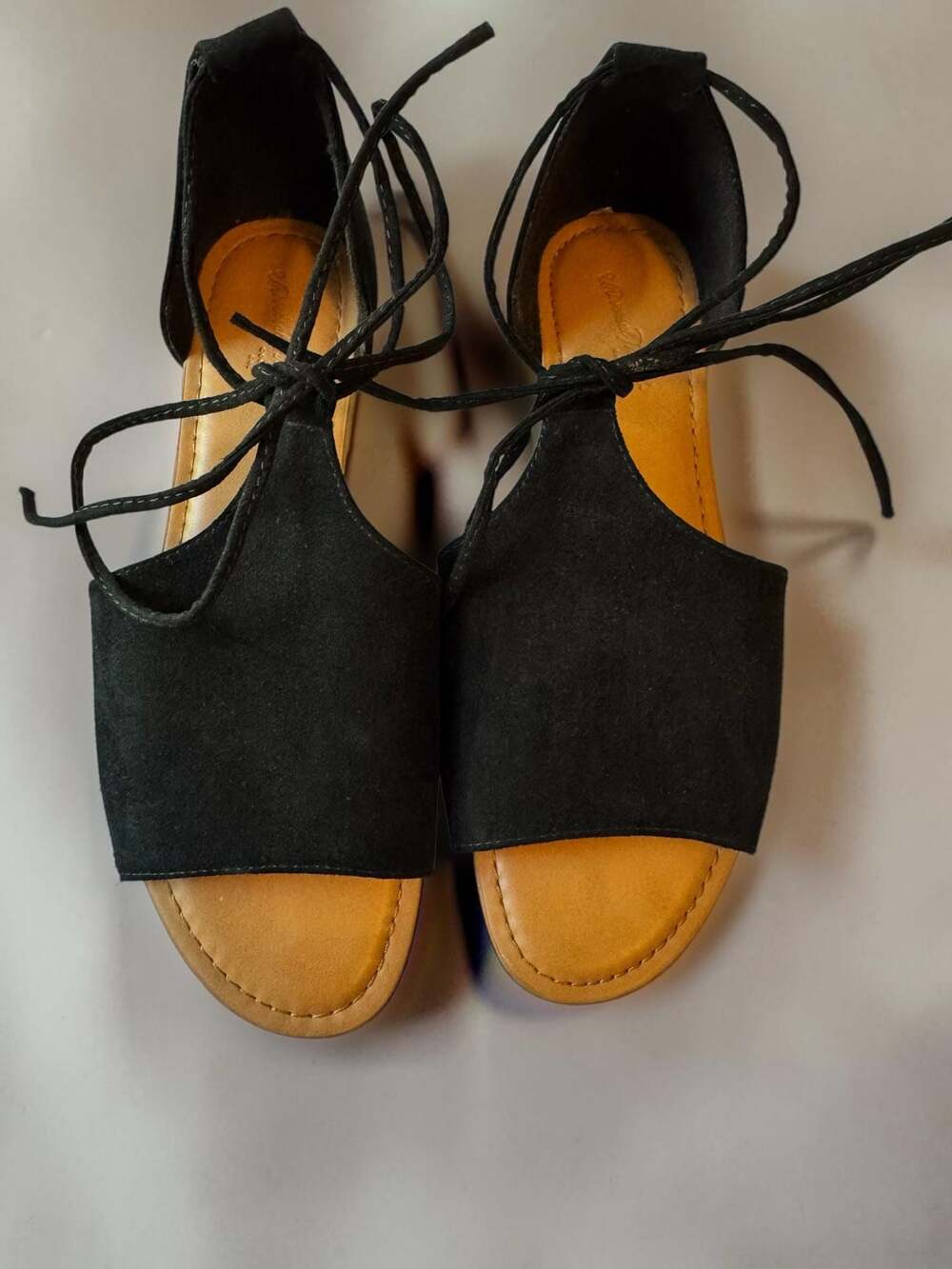 Universal Thread Black Faux Suede Lace-Up Ankle Sandals